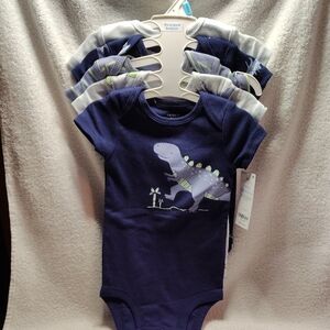 Carter's Navy Blue Dinosaur Bodysuit Set Of 5 Size 6 Months